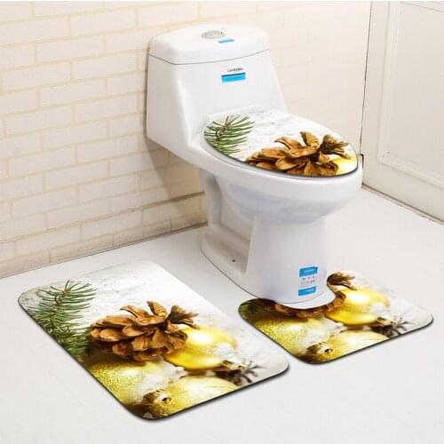 Cartoon christmas pattern Toilet Three-piece set Bathroom Decor Toilet Seat Mat Toilet Lid Cover mat bathroom products Non-slip