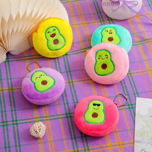 Soft Plush Cartoon Avocado Coin Purse Women Mini Card Holder Small Wallet Pouch Daily Storage Bag Kawaii Girls Cute Purse Clutch