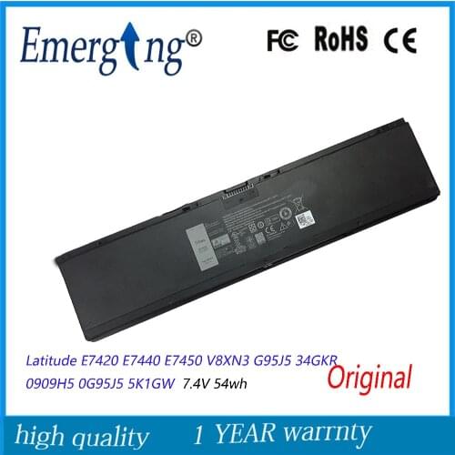 7.4V 54WH New Original Laptop Battery for Dell Latitude E7420 E7440 E7450 V8XN3 G95J5 34GKR 0909H5 0G95J5 5K1GW