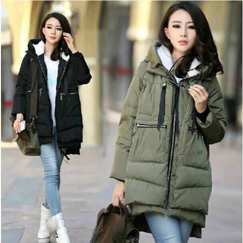 Winter new down coat thickening plus size loose cloak type female Korean style solid color fashion jacket