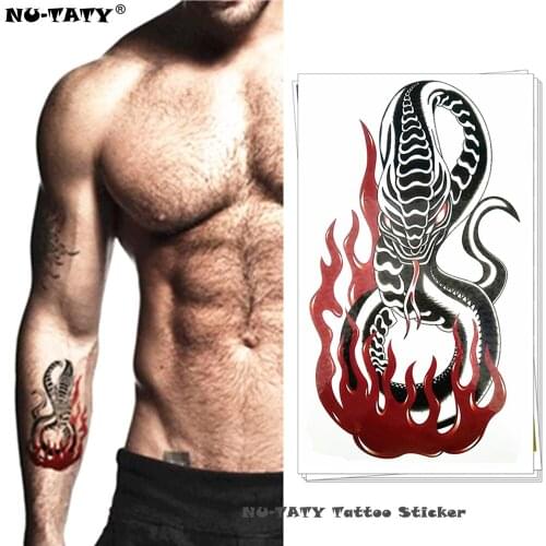 Nu-TATY Deadly Black Mamba Snake Temporary Tattoo Body Art Arm Flash Tattoo Stickers 17*10cm Waterproof Fake Henna Painless