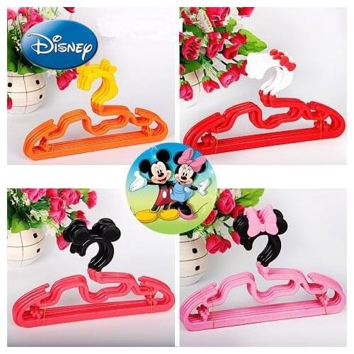 Disney Baby Music Childrens Mickey Cartoon Plastic Hangers Non-slip Baby Clothes Racks Retractable Household Clothes Hang