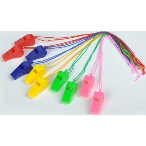 Plastic whistle wholesale color green rope whistle outdoor survival coach fans plastic whistle