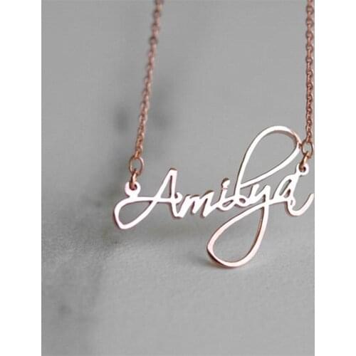 Gold Chain Cursive Name Necklace Personalized Jewelry Custom Nameplate Necklaces Women Men Choker Baby Shower Gift