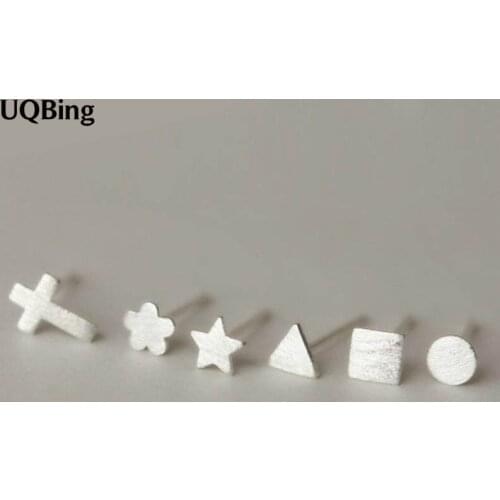 925 Sterling Silver Different Shape Cross/Star/Traingle/Round/Square/Flower Stud Earrings For Best Gifts