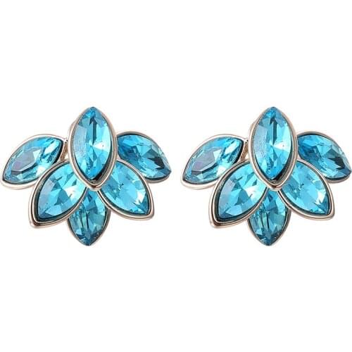 Onyss 3A Blue Zircon Leaf Flower shape Earrings 2021 Korean Luxury Fashion Beautiful Earrings