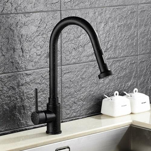 Popular high modern black kitchen mixer with pullout sprayer sink hot and cold water faucet taps Dona1220