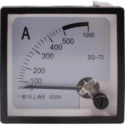 SQ-72 AC 500/5A SQ72 Square Panel Meter Gauge Current Analogue Analog Ammeter 72*72mm