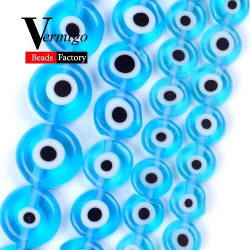 Lake Blue Millefiori Evil Eye Lampwork Beads for Jewelry Making 6-10mm Crafts Spacer Loose Beads Diy Bracelet Accessories