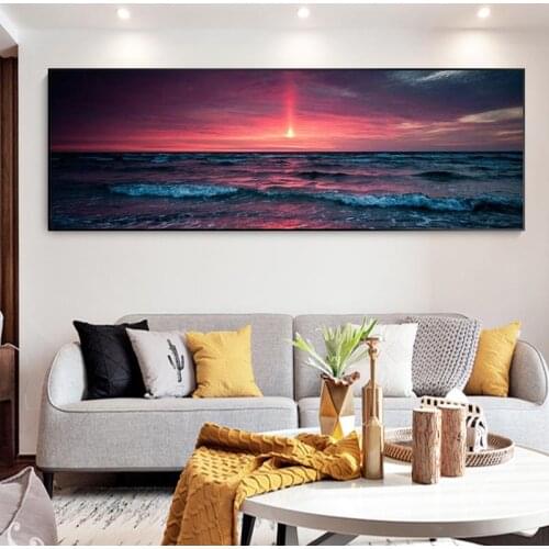 Braised Cloud Sunset Canvas Art Posters And Prints Seascape Modern Canvas Paintings on the Wall Art Beach Pictures For Bed Room
