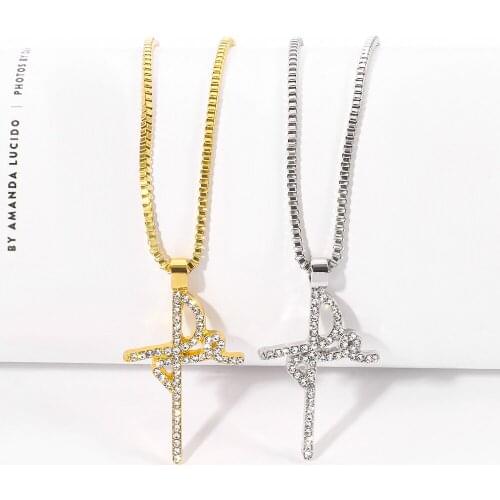 Faith Necklace Fashion Christian Jesus Cross Crucifix Inspirational Belief Letter Slogan Pendant Necklace Gifts