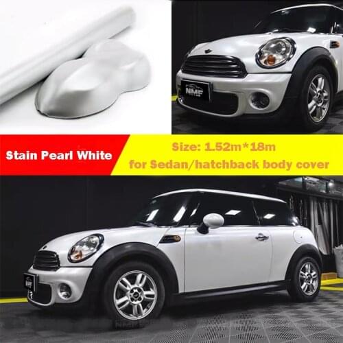 Stain Pearl White Film Car Whole Body Vinyl Wrap Roll PVC Matte Metallic Decals Air Release Channel Free Sticker 1.52x18m 5x59ft