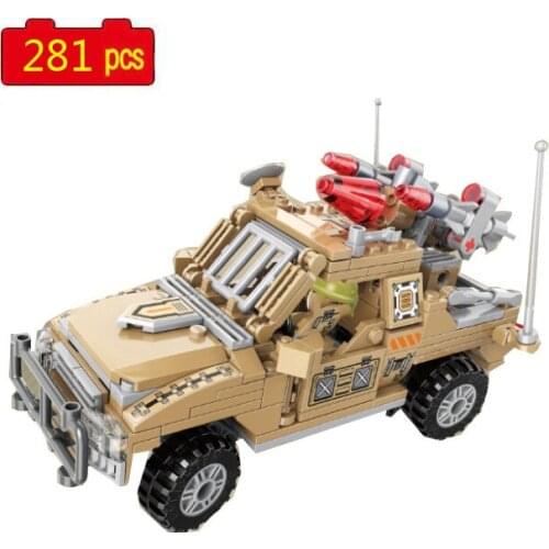 Military Series WWII Mini Armored Off-Road Vehicle Artillery Weapon Accessories Building Blocks Bricks Toys Gifts