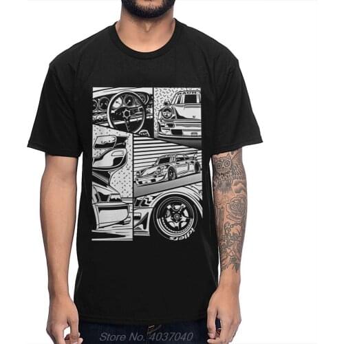High Quality Print RWB 964 Car Parts Detail T Shirt Round Neck Vintage Style 100% Cotton T-shirt tees harajuku