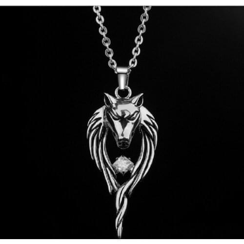 Japanese and Korean Necklace Fashion Domineering Retro Accessories Titanium Steel Wolf Head Totem Tide Mens Pendant Necklace