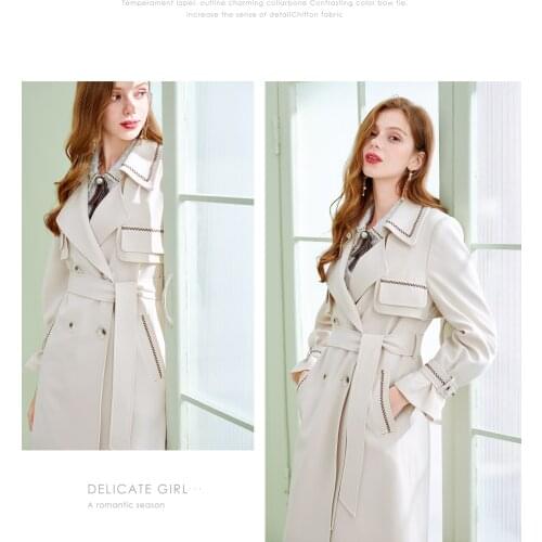 Spring and Autumn 2021 New Windbreaker Womens Middle Length Design Sense Fashion Temperament Classic Fashion Coat
