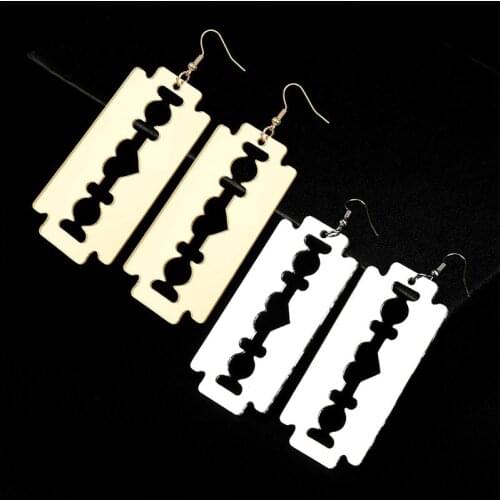 2021 New Club Acrylic Big Mirror Blade Pendant Earring Exaggerated Long Dangle Drop Earrings for Women Jewelry Duftgold
