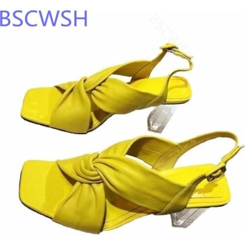 European Sandals Women 2021 New All-match Soft Leather Roman Shoes Summer Open Toe Sexy Thick Clear Heel High Heels Shoes