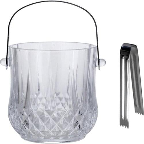 1Set Household Restaurant Durable Ice Storage Bucket Ice Container With Handle Ice Cubes European Hand Held Glass Ice Bucket