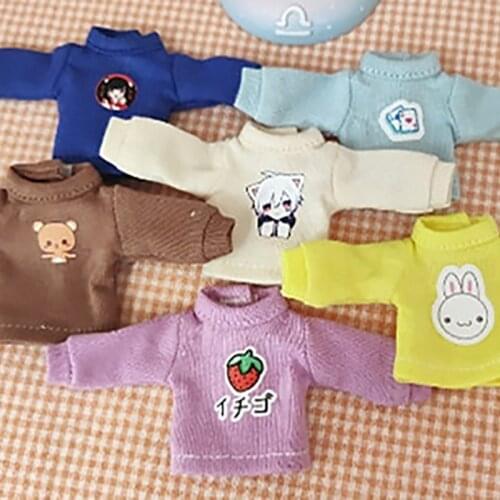 1PCS OB11,BJD Doll Clothes cute Cartoon Long Sleeve Sweater T-shirt for ob11,obitsu 11, 1/12 BJD Doll Accessories Clothing