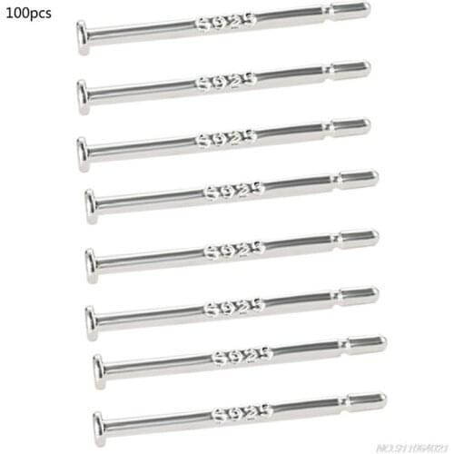 100pcs/lot 925Silver 12.2MM Length Blank Earring Pin Needle with 1.4mm Flat Head for DIY Earring Jewelry Making Finding Dropship