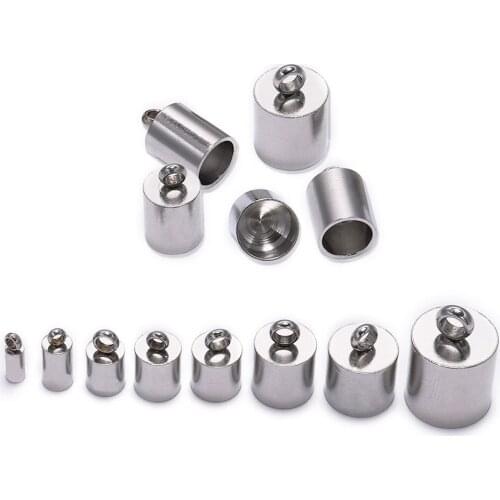 10pcs100% Batch Stainless Steel End Tip Cap Suitable Tassel Leather Wire End Crimp Cap, 2-10mm Used To Make Jewelry Bracelet