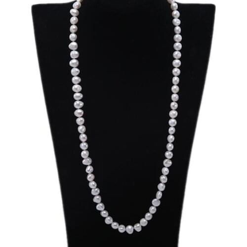 80cm 30'' 9mm bright white baroque flat pearl necklace gold clasp natural freshwater pearl Woman Jewelry 35cm 14'' 43cm 17