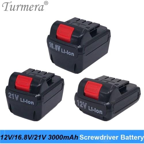 Turmera 12V 16.8V 21V 3000mAh Screwdriver Battery Electric Drill Battery Cordless Screwdriver Charger Battery For Power Tool Use