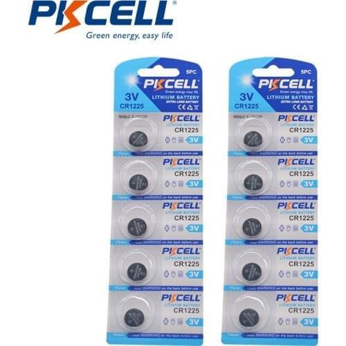 PKCELL LM1225 BR1225 ECR1225 KCR1225 CR1225 3V Button Coin Cell Battery Bulk Lot 10Pcs