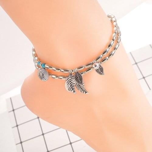 Female Alloy Leaf Summer Anklets For Women 2021 Simplicity Fashion Ankle Bracelet Girls Barefoot on Leg Chain Jewelry Gift