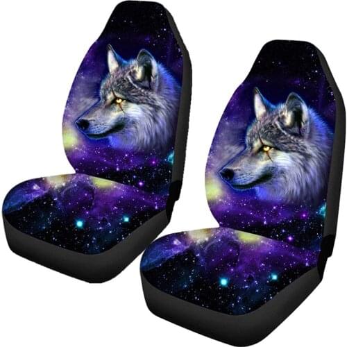 Wolf Galaxy Animal Car Seat Covers Durable Pack of 2 Protector Fits Most Cars Vans Front Seats For Peugeot 206 207 307 308 2008