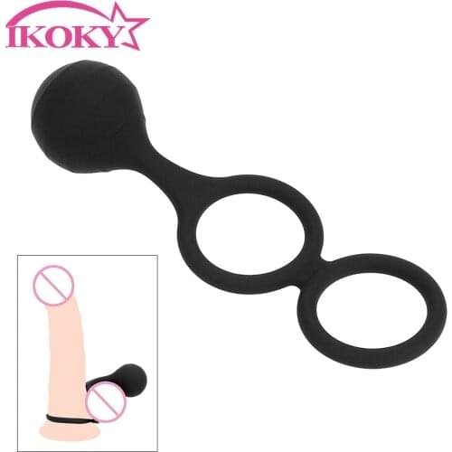 IKOKY Penis Enlargement Stretching Steel Ball Penis Extender Stretcher Ball Delay Ejaculation Stretcher Adult Sex Toys For Men