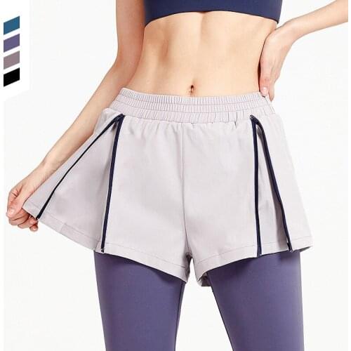 Leggings Sport Women Fitness Fake Two Piece Yoga Pants High Waist Elastic Hip Lifting Tight Feet Quick Dry Running Gym Workouts