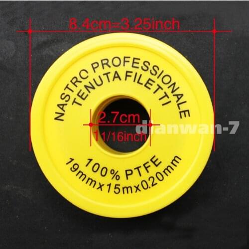 PTFE Thread Seal Tape, 10 rolls one bag, 19mm x 15m x 0.2mm. -190F/370F