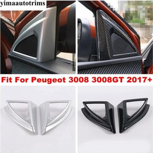 Carbon Fiber Look / Matte Accessories For Peugeot 3008 3008GT 2017 -2021 Front Triangle Pillar A Stereo Speaker Sound Cover Trim