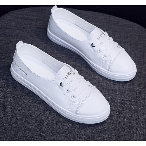Fashion Shoes Womens Vulcanize Shoes Spring New Casual Classic Solid Color PU Leather Shoes Women Casual White Shoes Sneakers