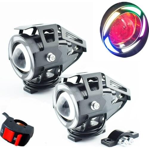 Motorcycle U7 12v LED Headlight moto auxiliary driving lamp Motorbike fog lights 6000k Multicolor Headlamp spotlights work lamp