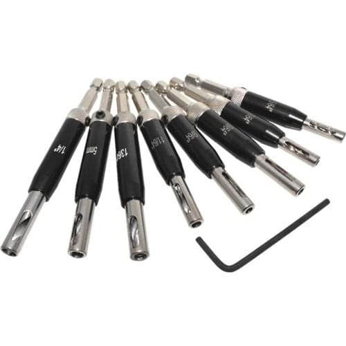 Burnished Self Centering Lock Hinge Drill Bit Set Kit Hardware Drawer Pilot Hole Guides For Stainless Steel Drilling Bit Set