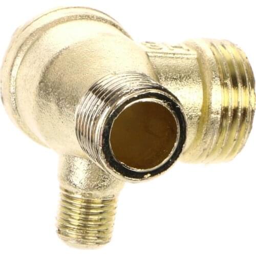Male Thread 3 Way Metal Air Compressor Check Valve Gold Tone