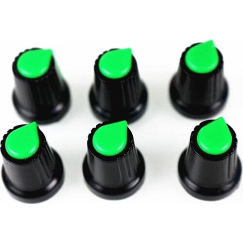 Newest !! 10 Pcs 15-17mm Shaft Hole Dia Plastic Threaded Knurled Potentiometer Green Knobs Caps