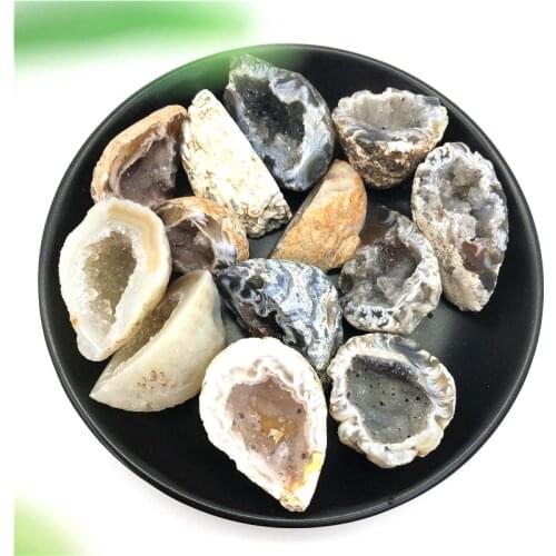 Natural Agate Geode Crystal Hole Mineral Specimen Contains Clean Crystal Clusters of Very Beautiful Small Stones and Crystals