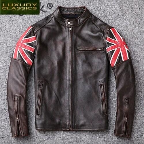 Coat Leather 100% Real Men Autumn Winter Clothes 2021 Streetwear Mens Genuine Cow Leather Jacket Fit Moto Biker Coats LW