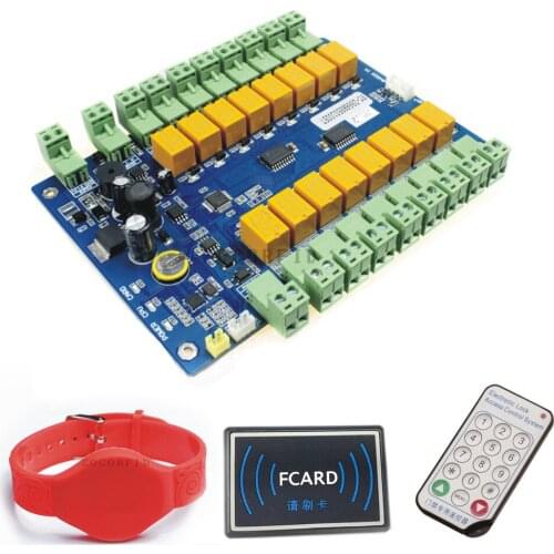 DC12V RFID 13.56MHZ avoid software storage lock Access Control Board Panel Controller for 16 Doors lock