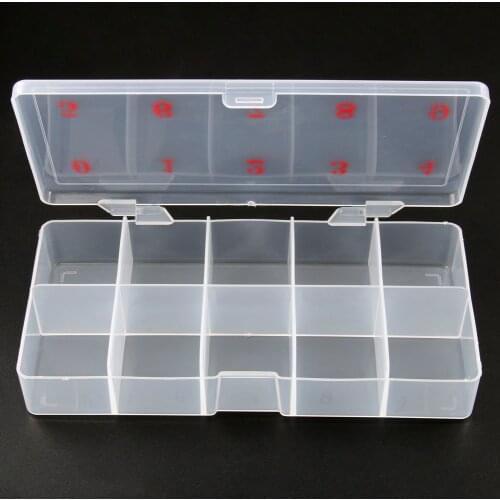 10 Slots Plastic Storage Jewelry Box Compartment Adjustable Container for Beads Earring Box for Jewelry Rectangle Box Case