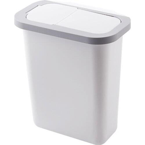 Hanging Push Cover Plastic Trash Can Sundries Storage Bucket with Lid for Kitchen Sink Supplies Accessories 26X16.8X30 CM WWO