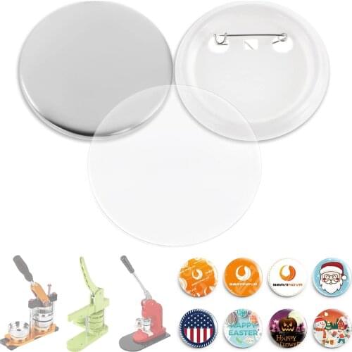 500Pcs Blank Badge Pin Button Maker Parts Material Supplies 32MM DIY Button Maker Making Punch Press Machine Material Part