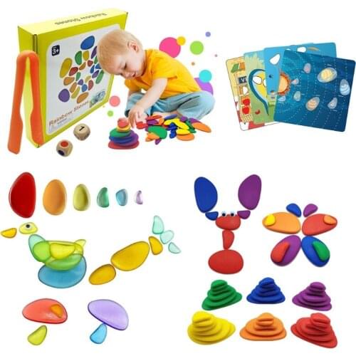 Montessori Rainbow Pebbles Educational Toys Plastic Pebbles Stacked Stones