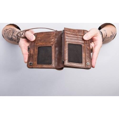 Ruil 2019 New Men Wallet Top Quality England Retro Style Handmade Goat Skin Zipper Handbag Coin Purse Waist Bag