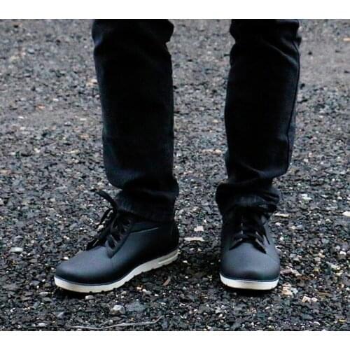 SunNY Everest men rainboots lace up water shoes ankle boots shoes Rain boots male short tube non - slip cooks work garden shoe