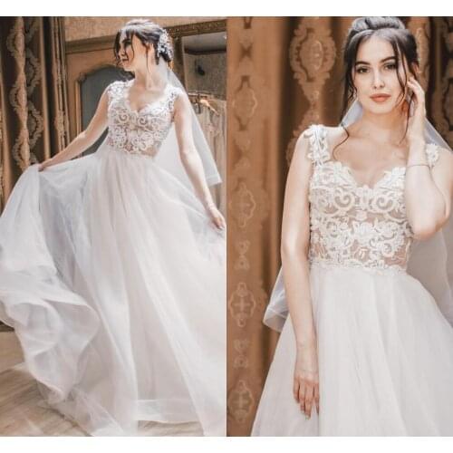 Rustic Wedding Dress Lace Appliques 2021 Sweetheart Floor Length Bridal Gown Zipper Organza Tulle Bridal Gown Charming Robe De